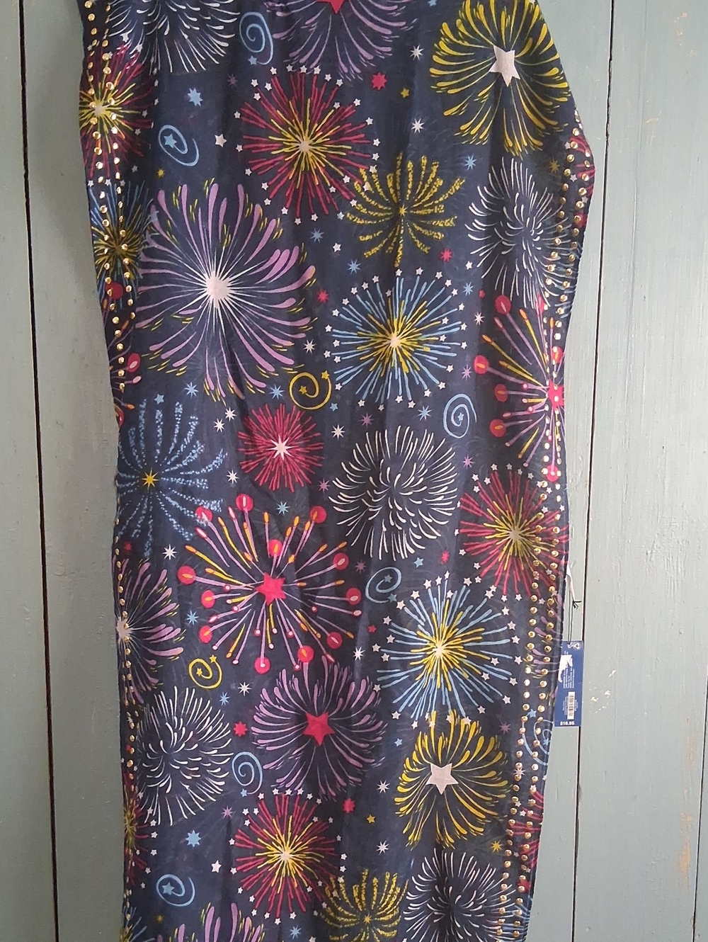 Pier 1 Navy Fireworks Print Girls' Dress with Multicolor Burst 27 In Wide 70 In